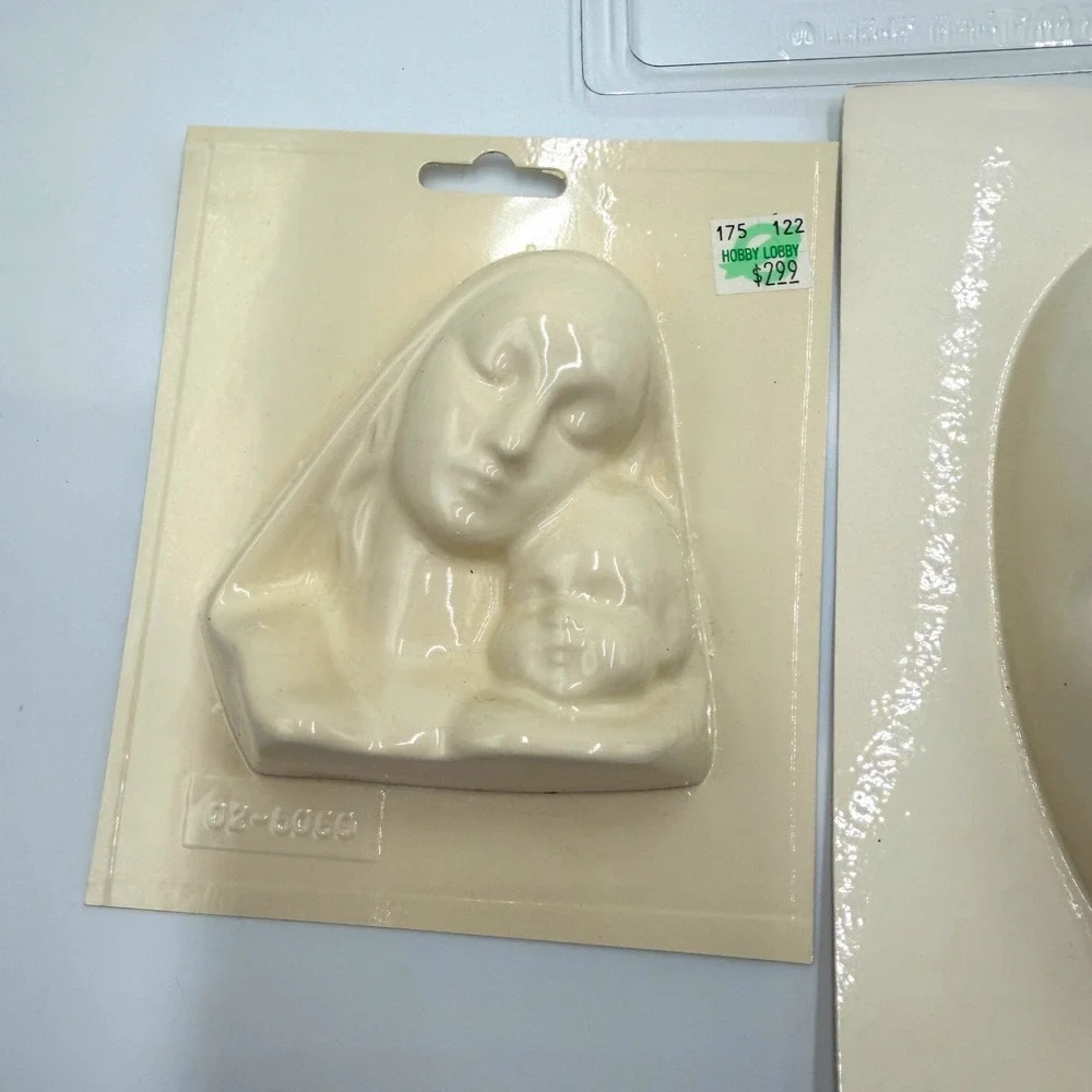 Lot of 5 Large Vintage Chocolate Molds Face Martini Prayer Hands Mold